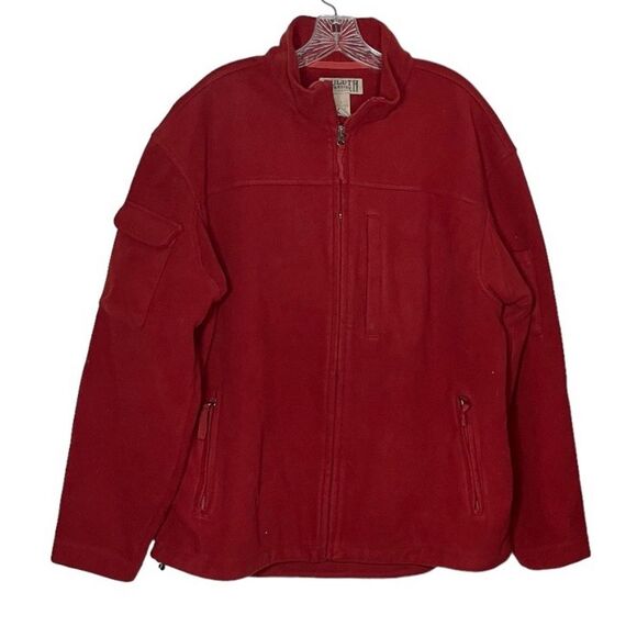 DULUTH TRADING CO Heavyweight Fleece Jacket Maroon Full Zip Mens Large - Picture 1 of 8